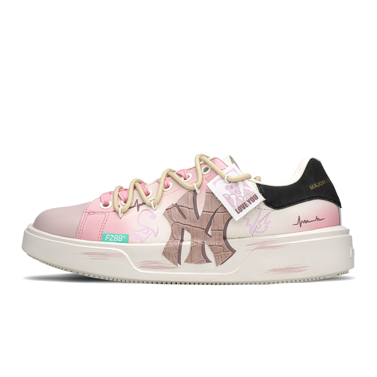 

Кроссовки MLB Chunky Classic Skateboarding Shoes Unisex Low-top White/beige/pink, розовый