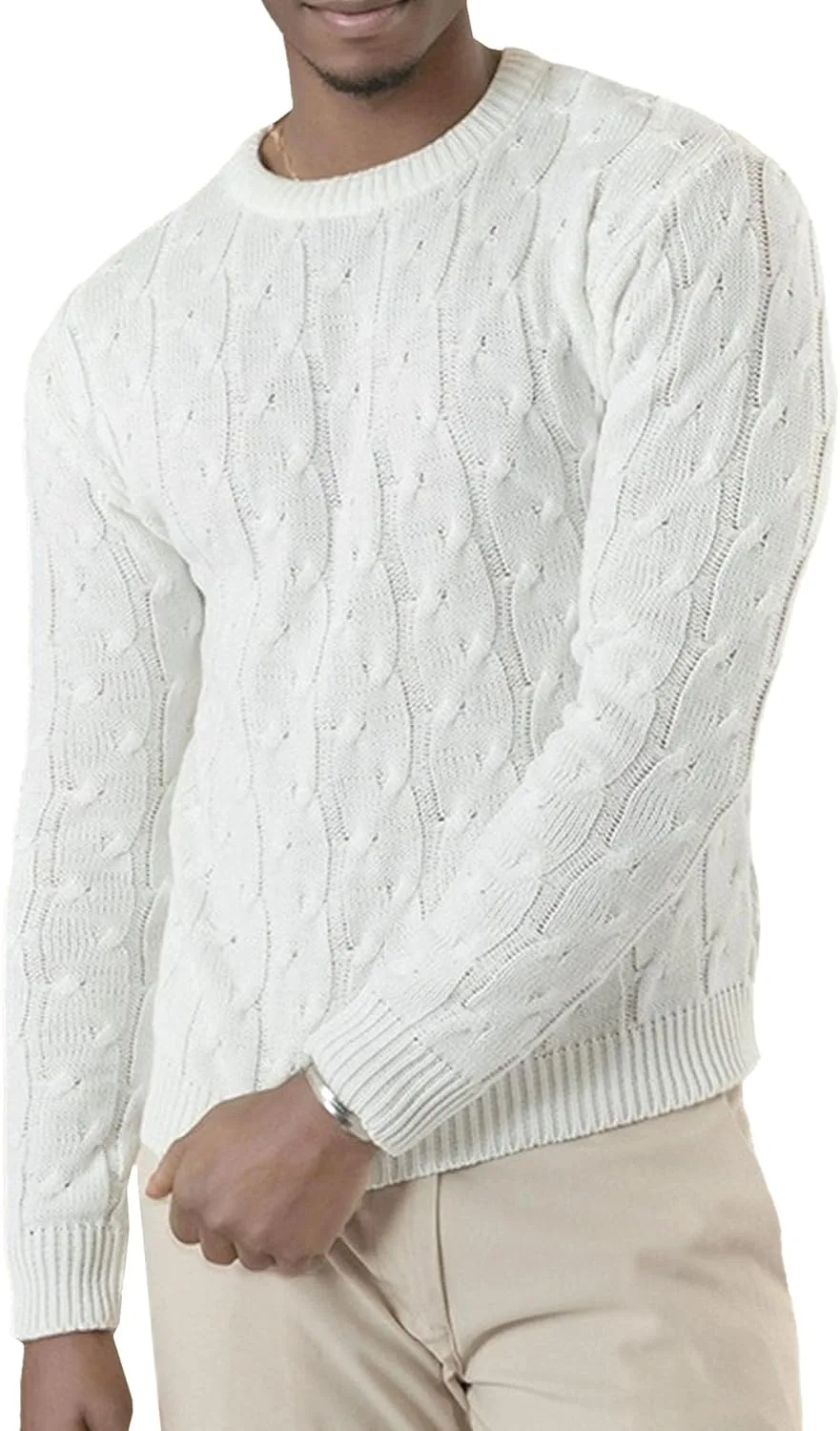 

Мужской свитер с воротником-гольф, вязаный, с рельефным узором и резинкой по краю JEShifangjiusu