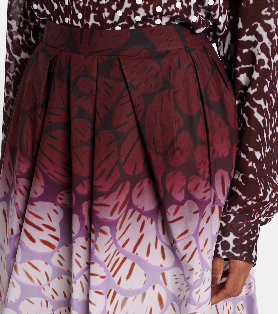 Печатная хлопковая макси-юбка Dries Van Noten, бордовый — фото 4