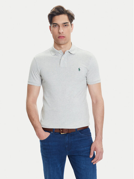 

Рубашка поло облегающего кроя 710536856463 Polo Ralph Lauren, серый