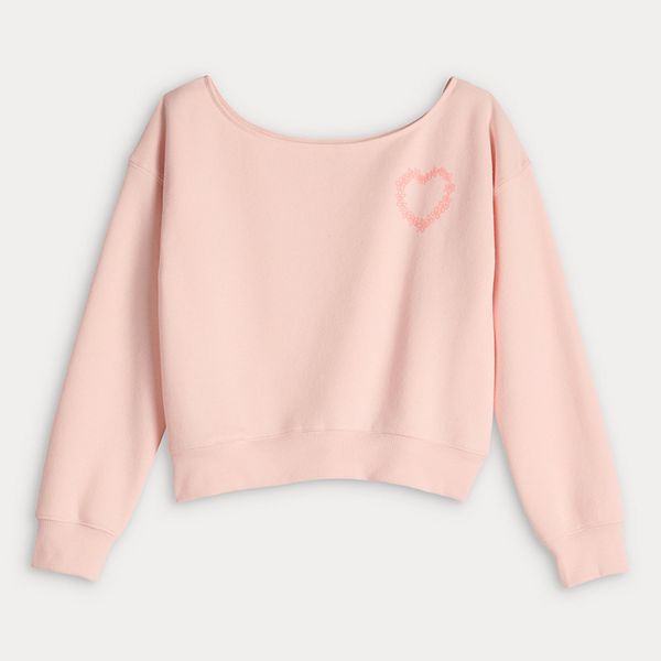 

Девчачий свитшот с открытыми плечами в размерах regular и plus So, Flower Heart