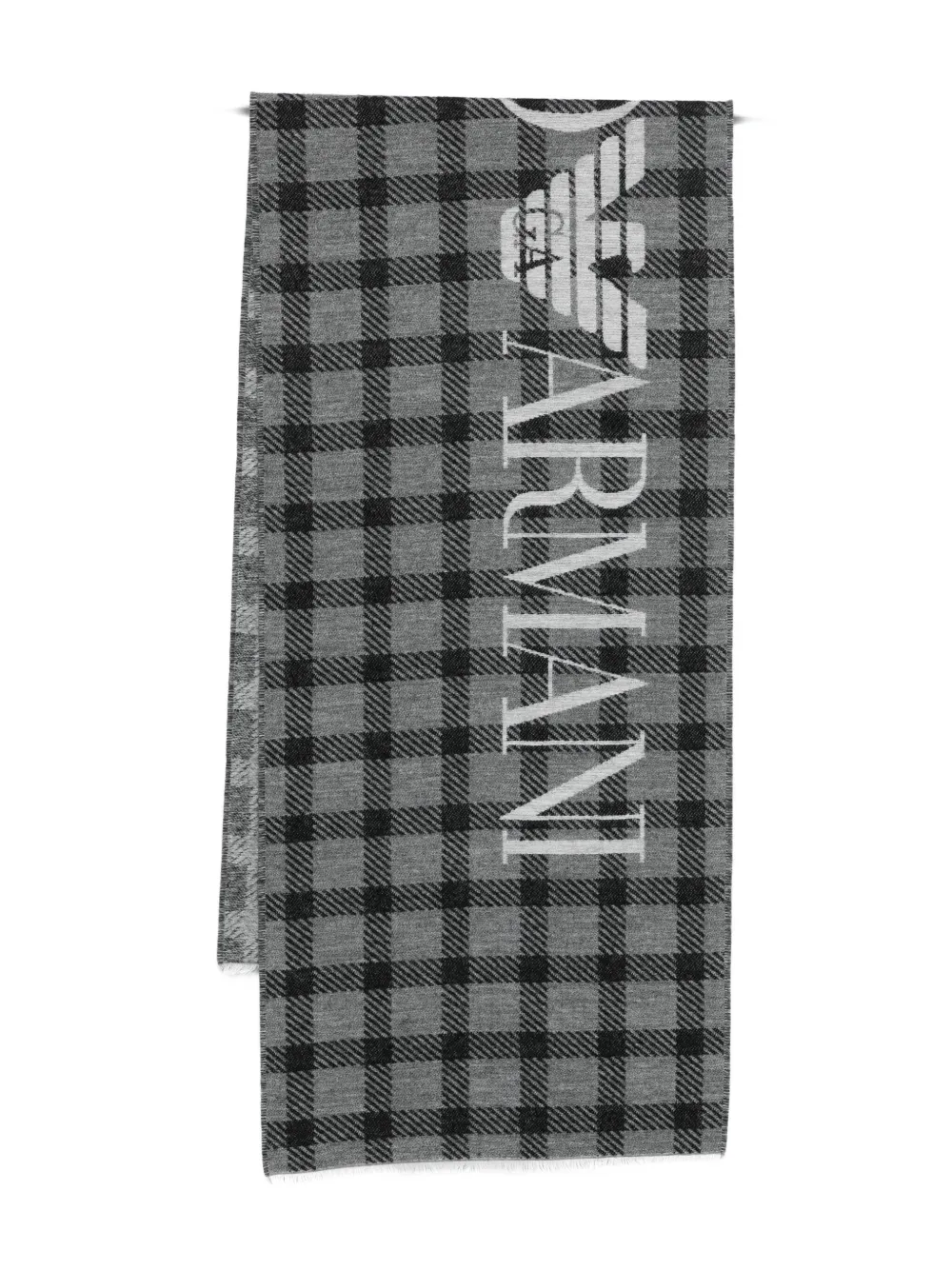 

Шарф с логотипом в клетку EMPORIO ARMANI, серый