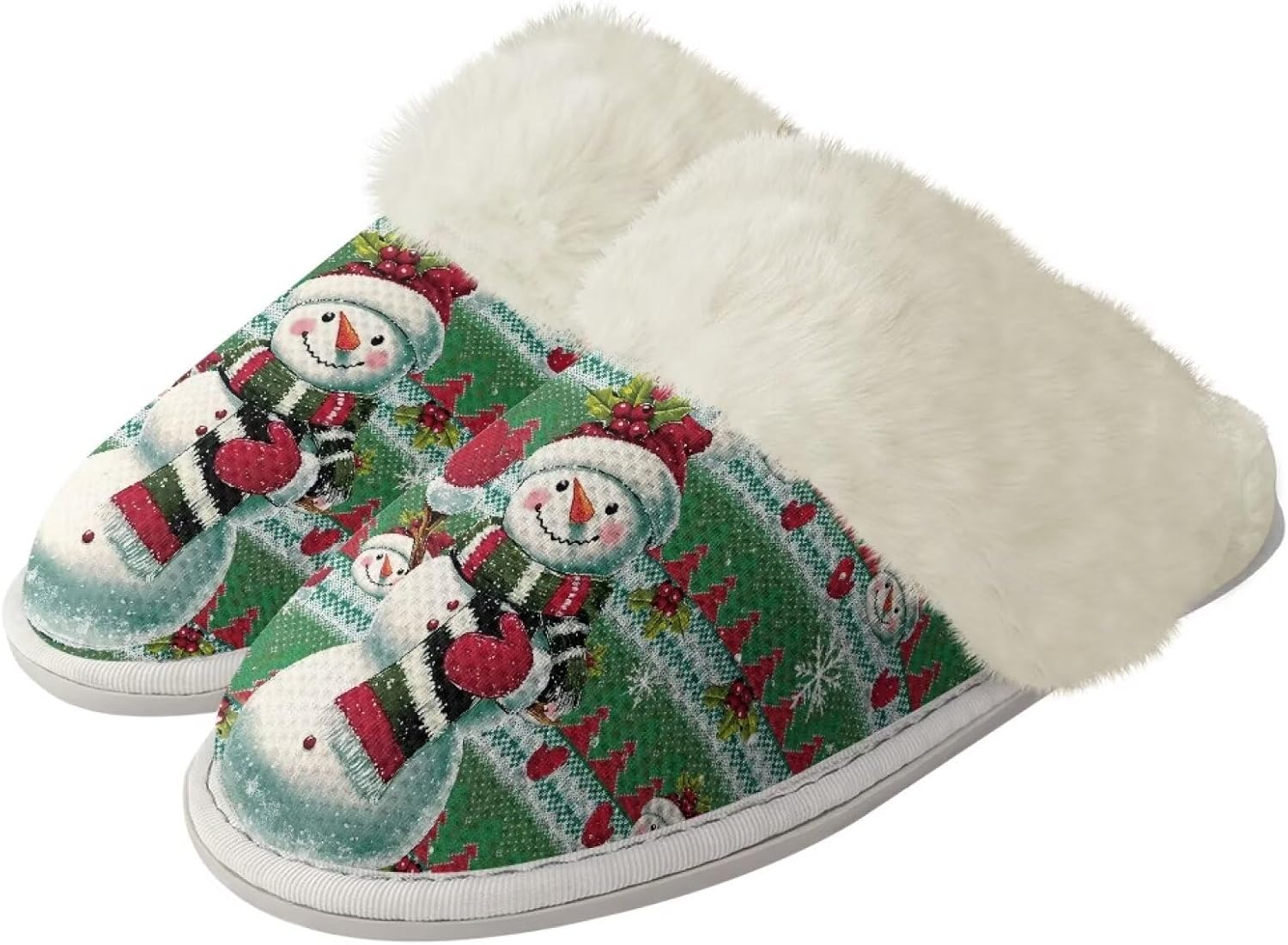 

Тапочки Srengjodk для женщин и мужчин, фланелевые хлопковые домашние тапочки, тапочки на скользящей подошве для дома, рождественские тапочки для семьи, зеленый