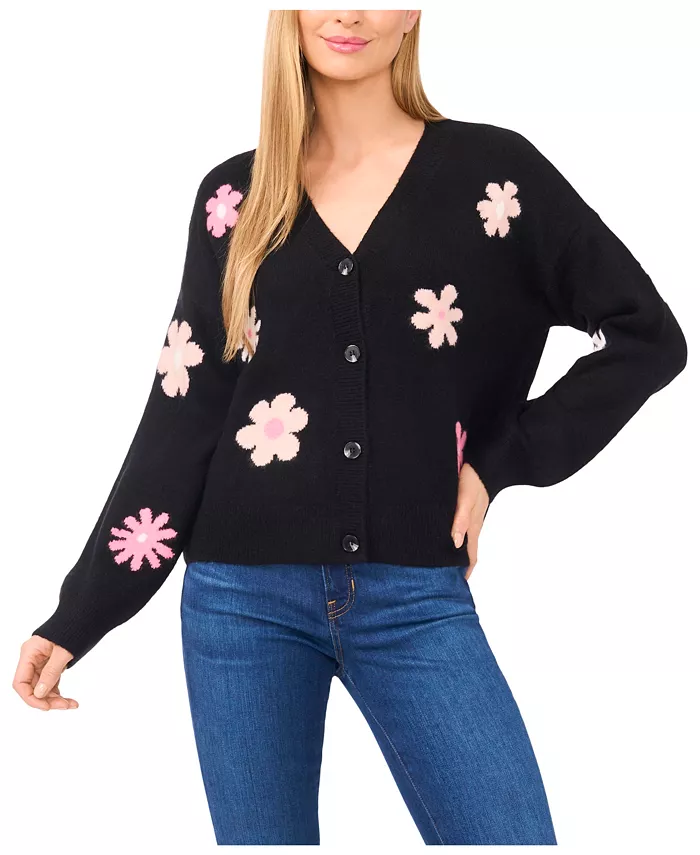 

Женский кардиган с V-образным вырезом и цветочным принтом Cece, серый