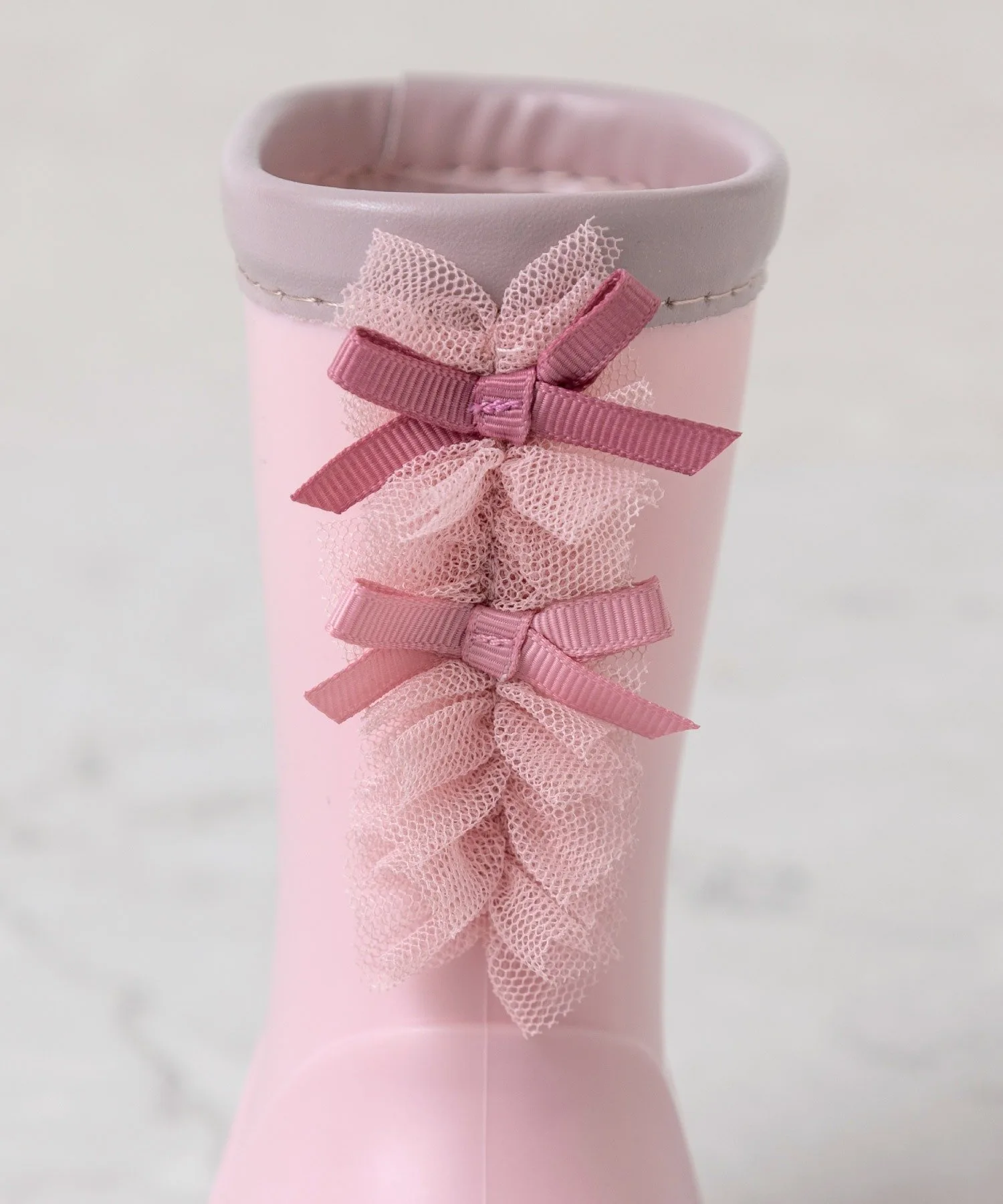 Короткие резиновые сапоги/тюлевая лента Panpantutu, Cream Rose — фото 2
