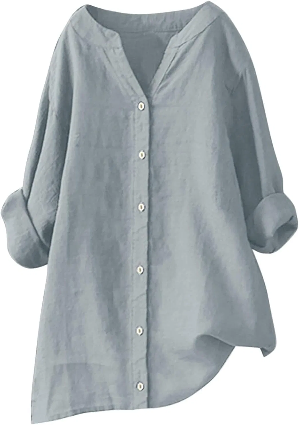Блуза свободная Oversized Women Loose Button Down Blouse, серый