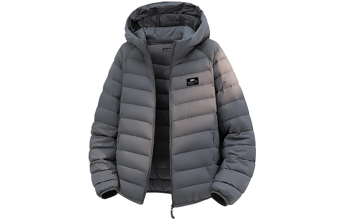 

Пуховик Unisex с капюшоном, легкий ZIAREL, серый[removable logo]