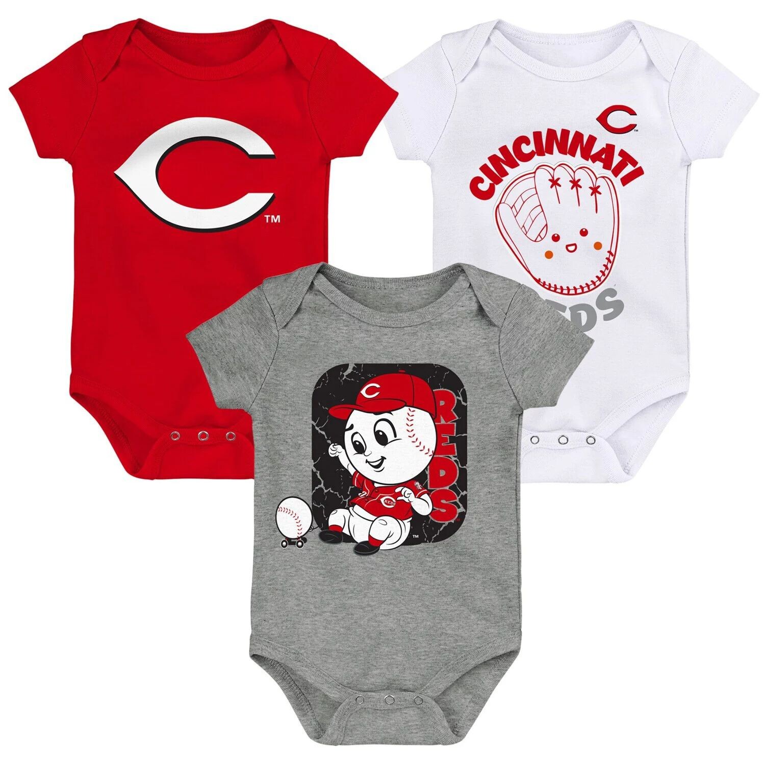 

Комплект из 3 сменных боди Infant Red/White/Heathered Grey Cincinnati Reds Outerstuff