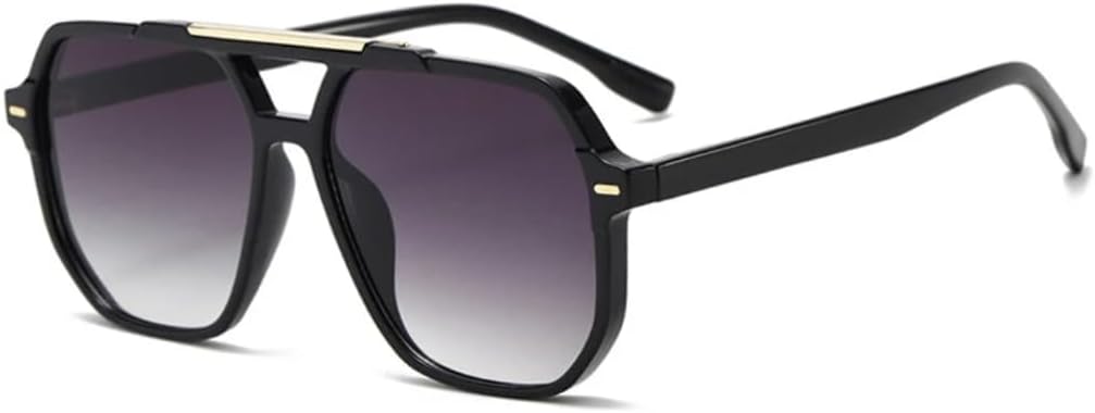 

Ретро-солнцезащитные очки с двойной перемычкой для женщин, модные градиентные очки с защитой от УФ-излучения UV400 для мужчин, с заклепками VRTRFFTR, Black Gray Gradient