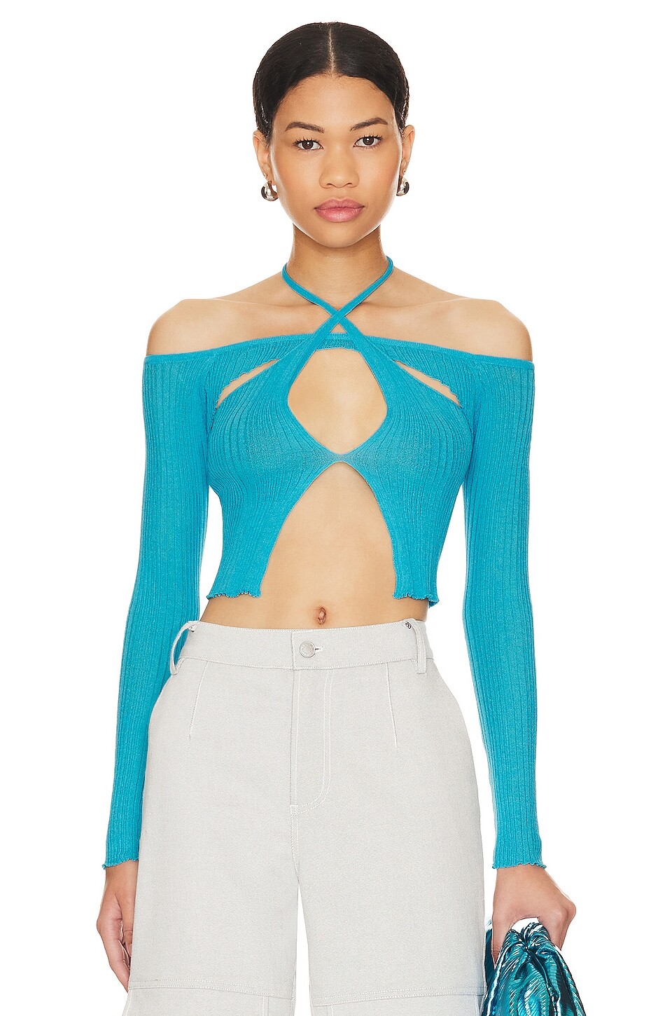 

Топ superdown Reina Cut Out Knit, цвет Aqua Blue