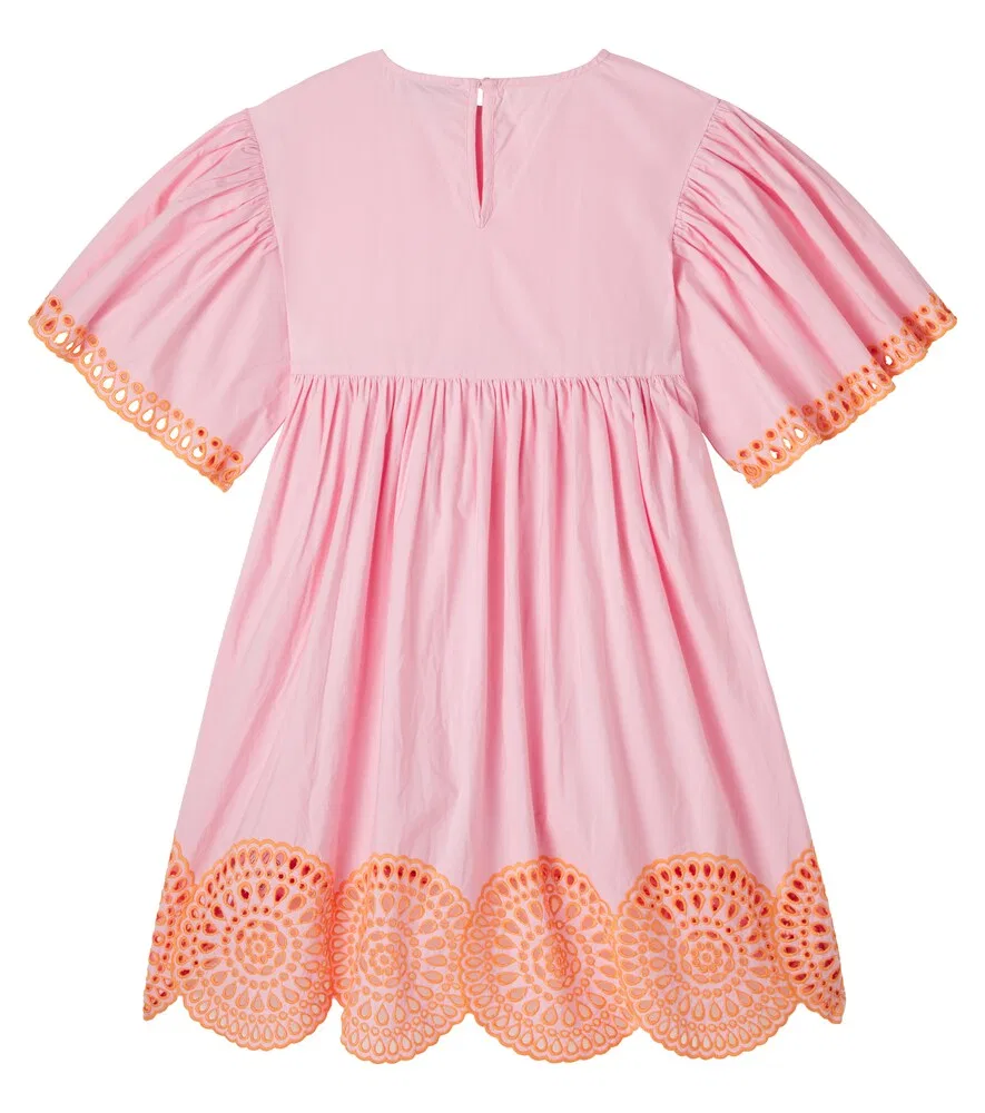 Платье из вышитого хлопкового поплина Stella McCartney Kids, розовый — фото 3