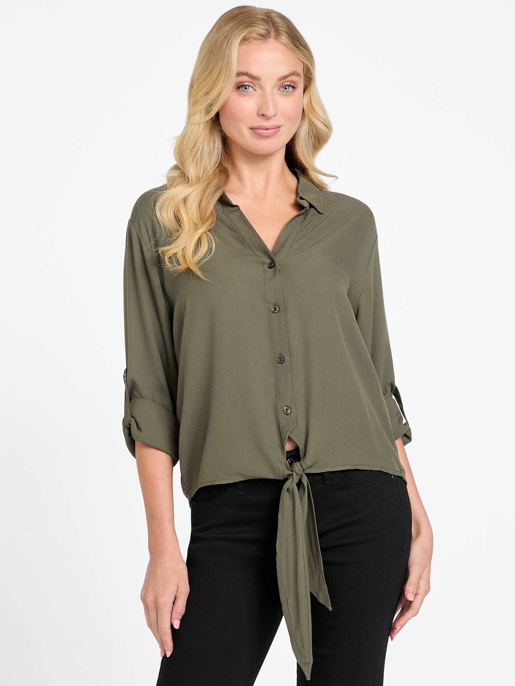 

Джексон рубашка с галстуком в рубчик Guess Factory, оливковый