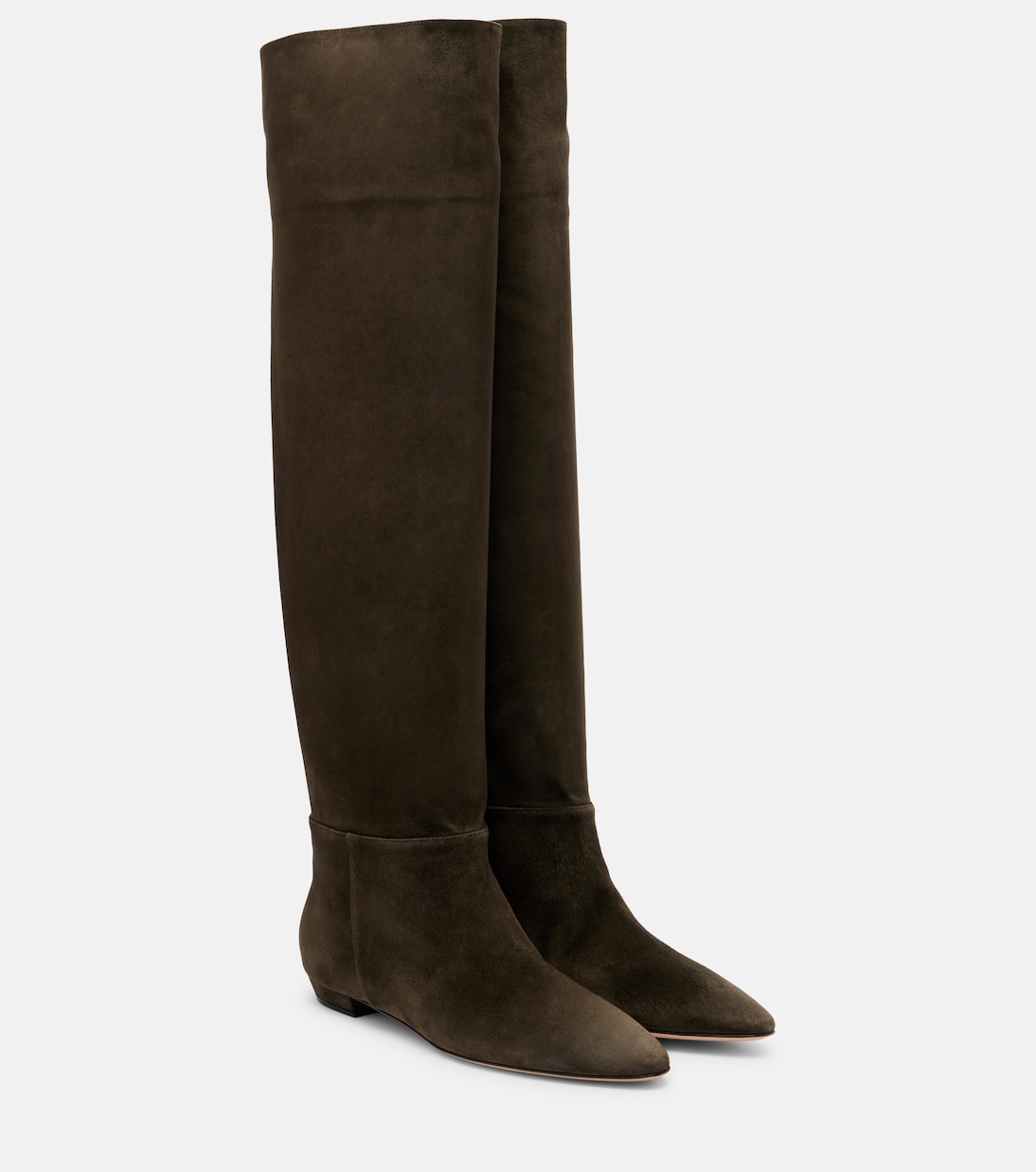 Замшевые сапоги до колена Gianvito Rossi, Dark Olive
