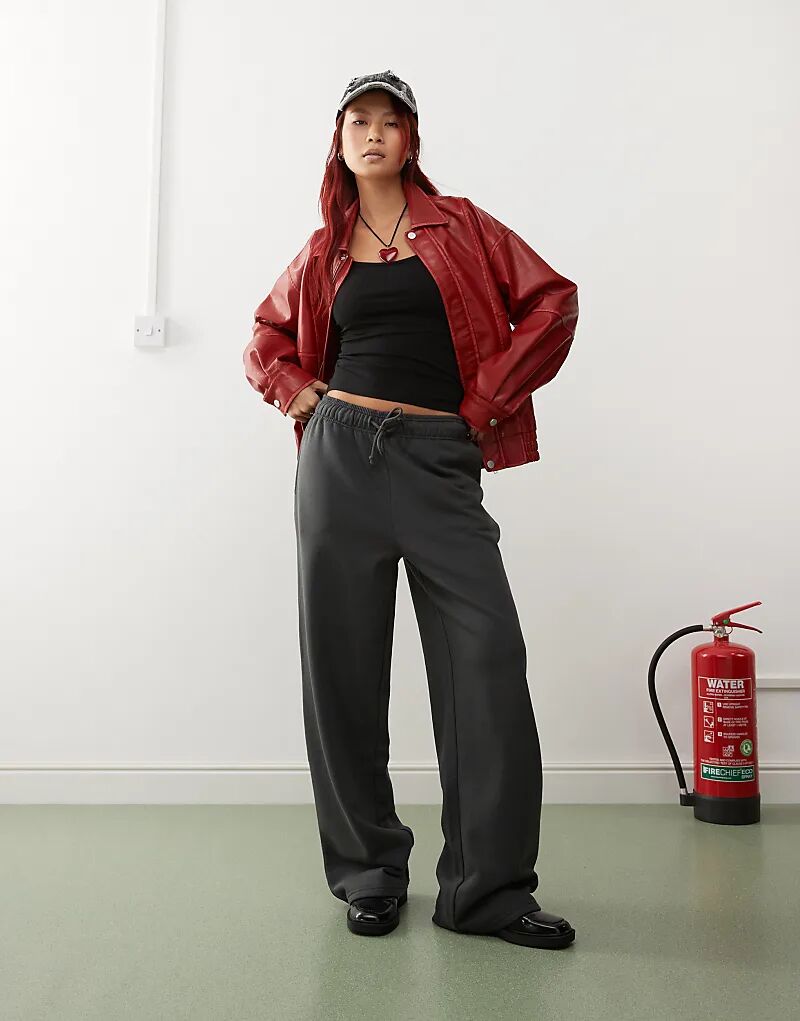 

COLLUSION стираные прямые джоггеры серого цвета