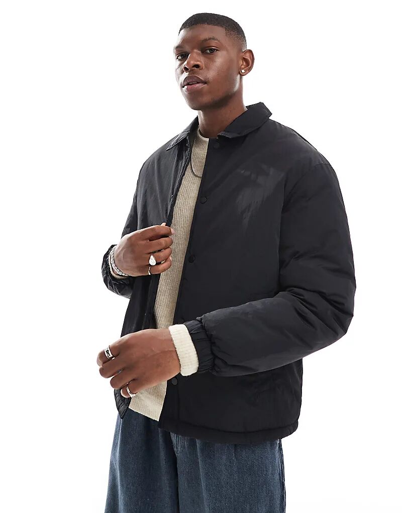 

Нейлоновая куртка на пуговицах черного цвета Jack & Jones