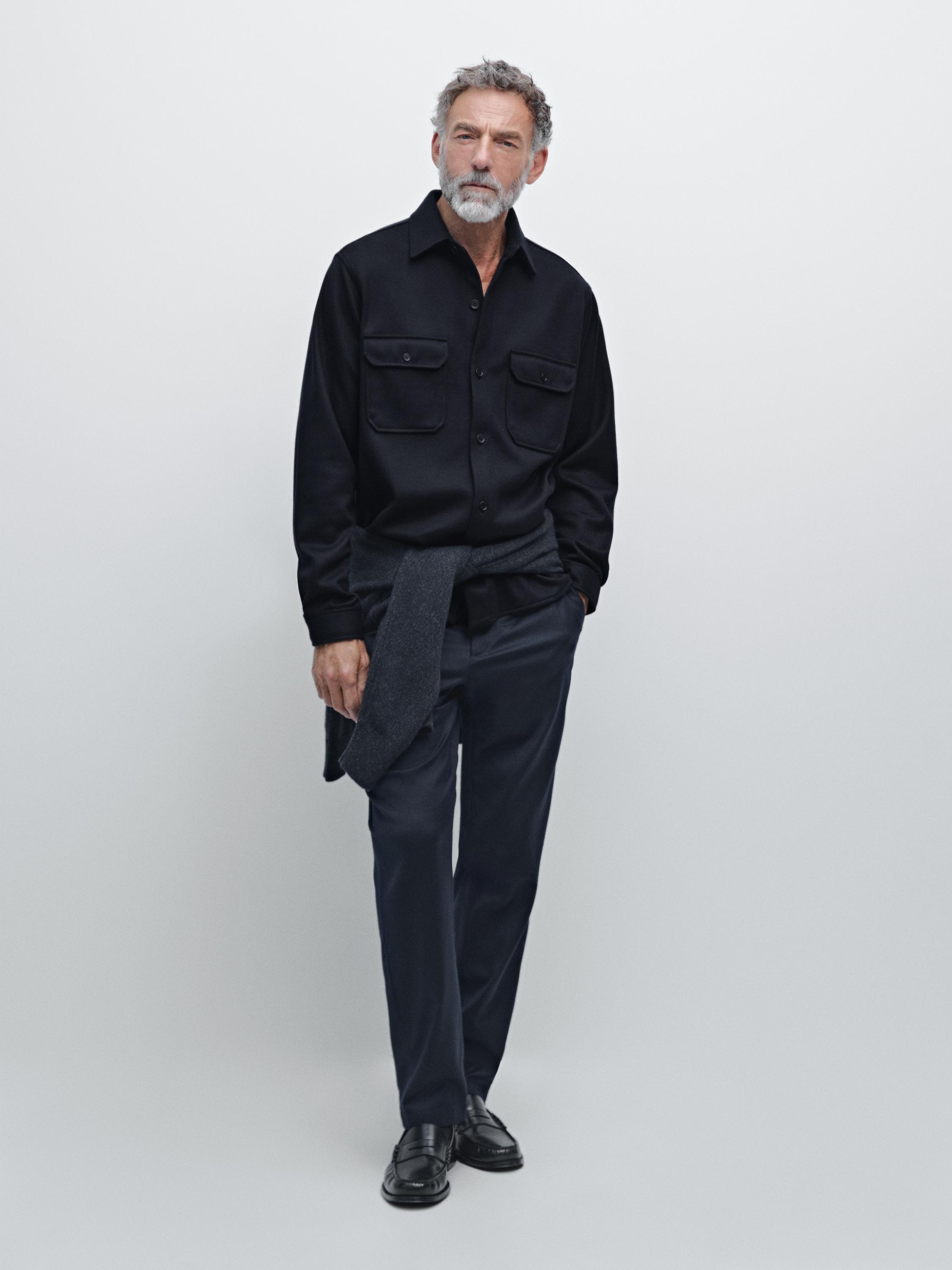 

Верхняя рубашка с нагрудными карманами Massimo Dutti, темно-синий