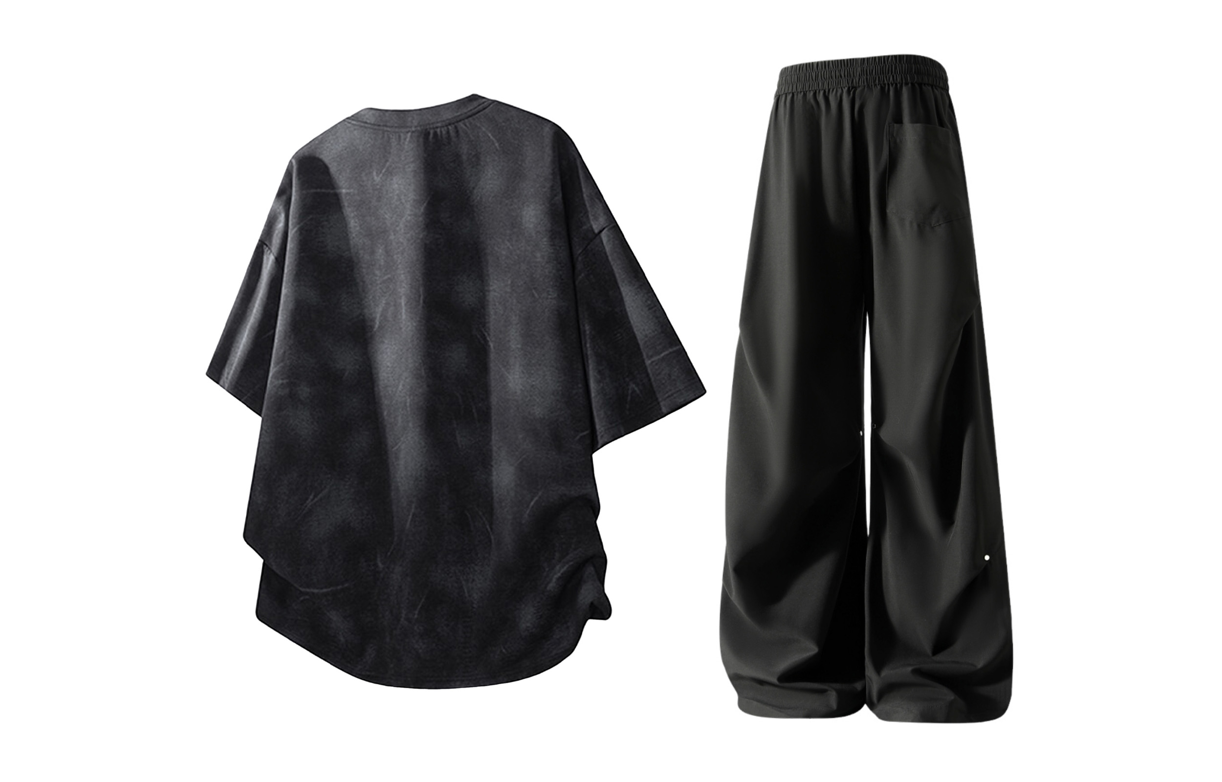 

Повседневный спортивный свитер Unisex с круглой горловиной Moderate X1617, черный tie-dye short-sleeved shirt+черный stud casual pants