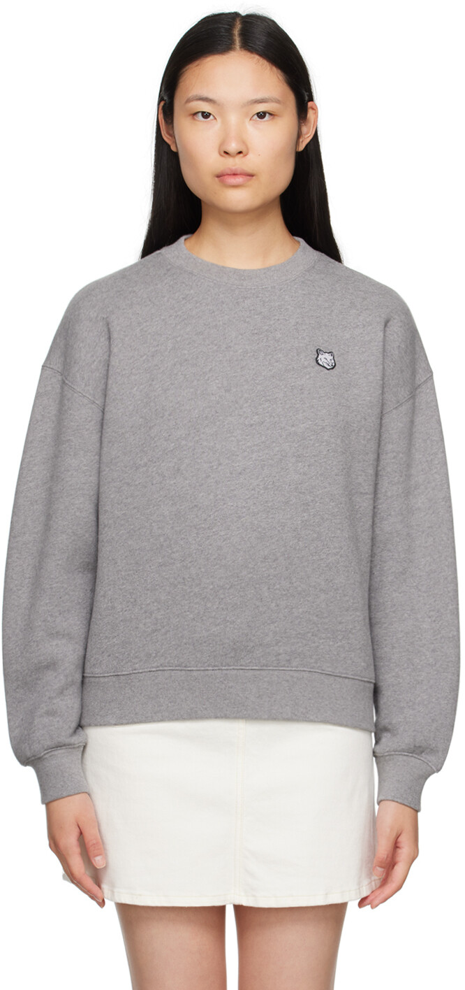 

Толстовка с изображением головы лисы серого цвета Maison Kitsune, Medium grey melange