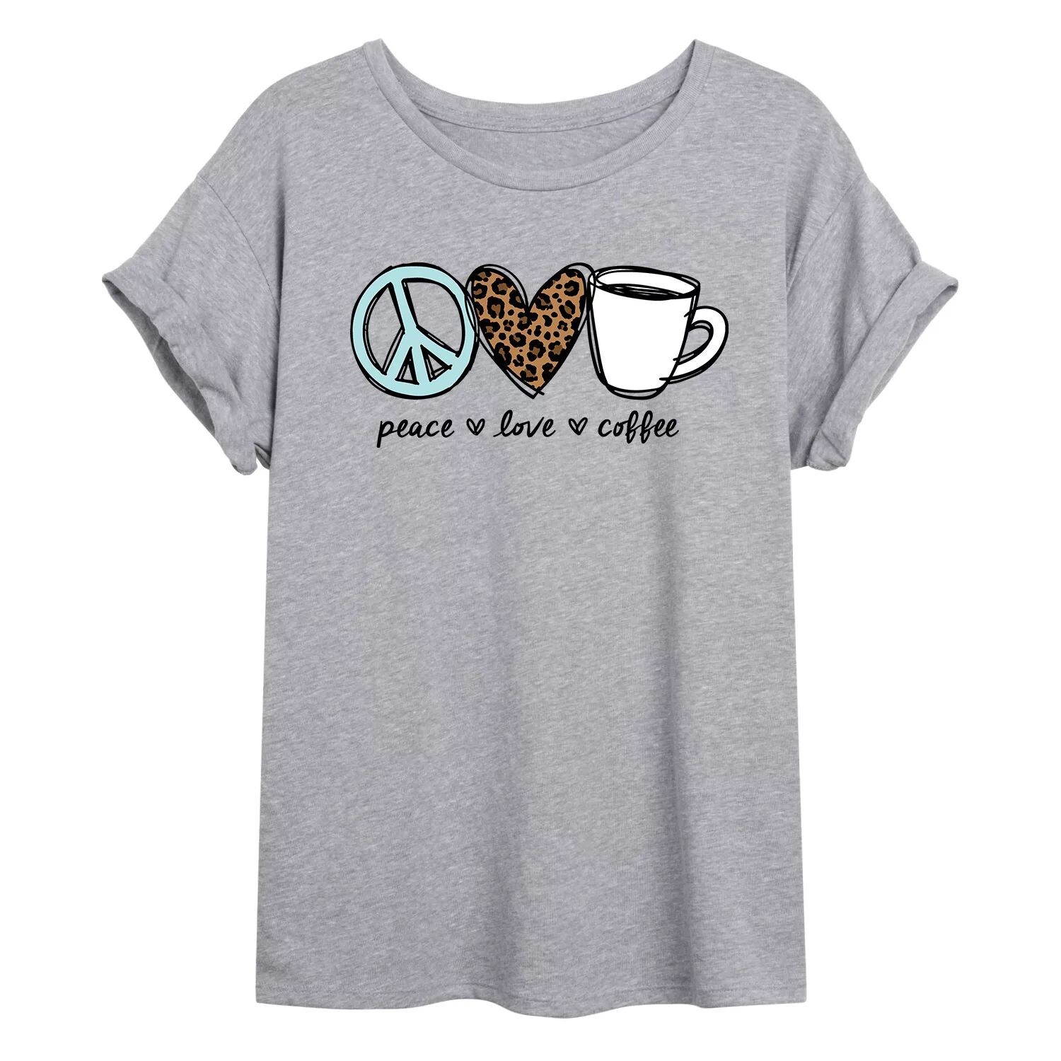 

Детская футболка большого размера с рисунком "Peace Love Coffee" Licensed Character