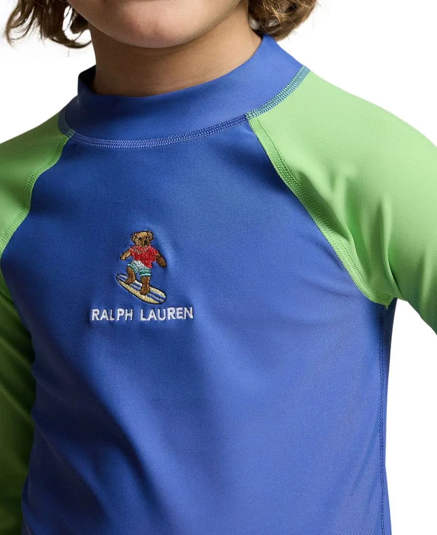 Рашгард с круглым вырезом для мальчиков 2-7 лет Polo Ralph Lauren, синий/lime — фото 3