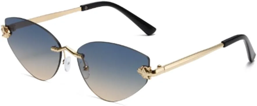 

Модные солнцезащитные очки треугольной формы без оправы с защитой от УФ-излучения и солнцезащитным козырьком Weloveushop, Gold Frame Upper Green Lower Yellow