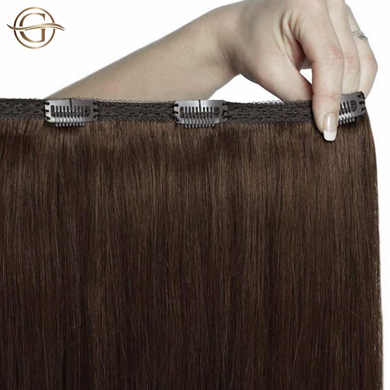 Накладные волосы gold24 clip-in extensions #4 braun - 60 cm Gold24, #33b dunkel rotbraun - 50 cm, количество 1 шт. — фото 2