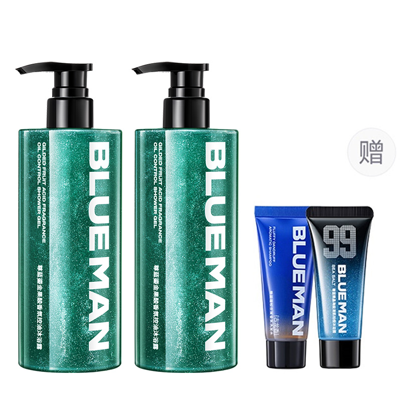 

Гель для душа с альфа-гидроксикислотами против акне и для контроля жирности очищающий ароматический для контроля жирности 500г BLUE MAN