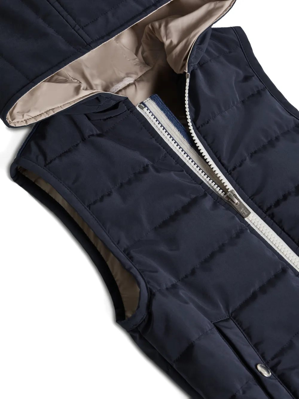 Стеганый жилет с капюшоном Brunello Cucinelli Kids, синий — фото 3