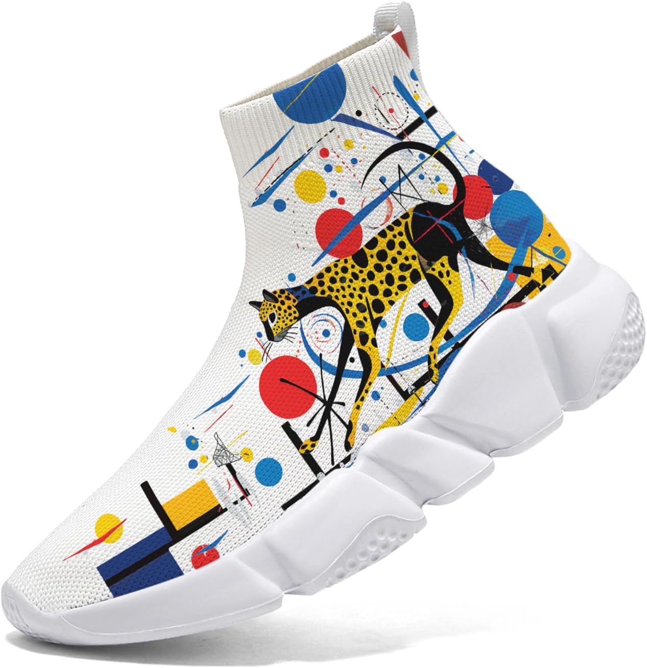 

Мужские носочные кроссовки Hetios в стиле Мондриан, трикотажные слипоны, спортивно-повседневные, расписанные граффити, Mondrian_18