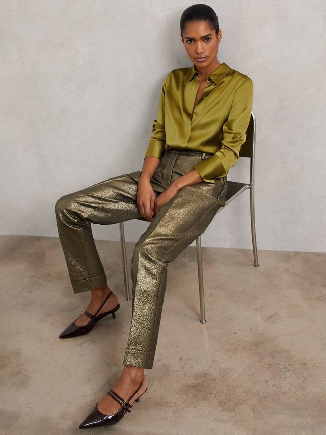 

Суженные брюки Sienna Metallic Reiss, Gold