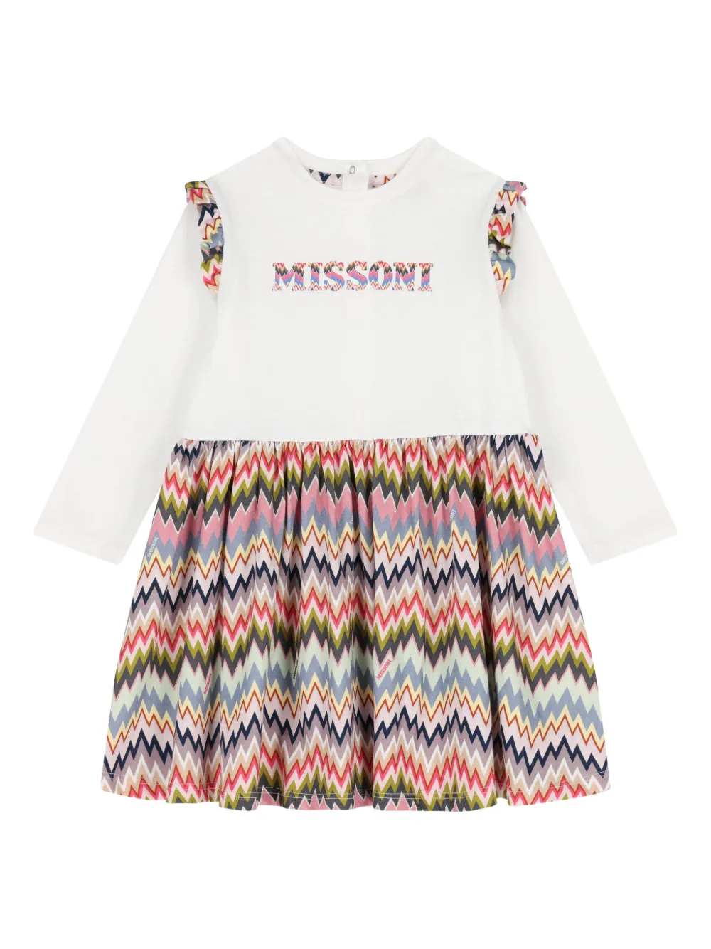 

Платье с оборками и узором зигзаг Missoni Kids, мультиколор