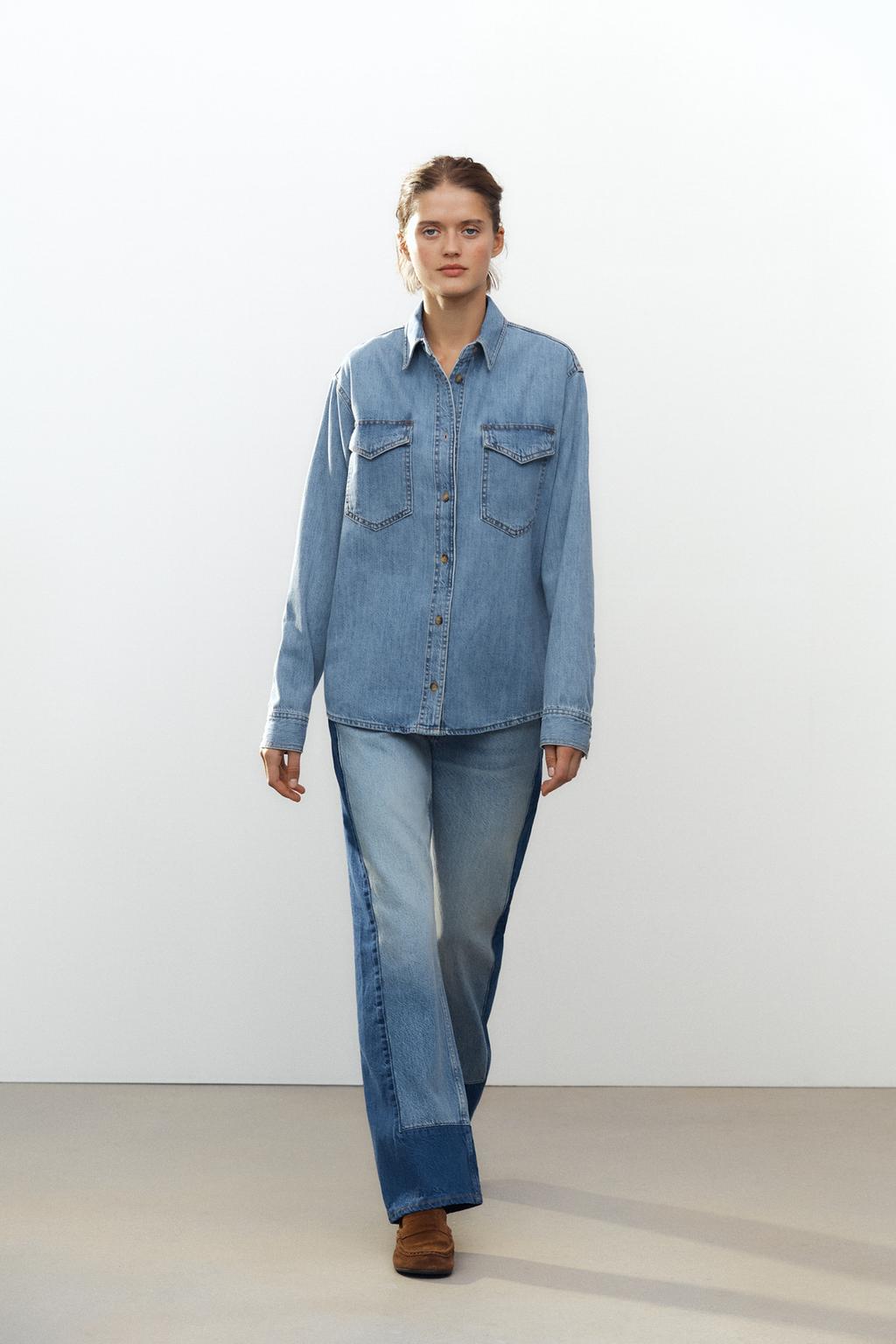 

Джинсовая рубашка ZARA, синий