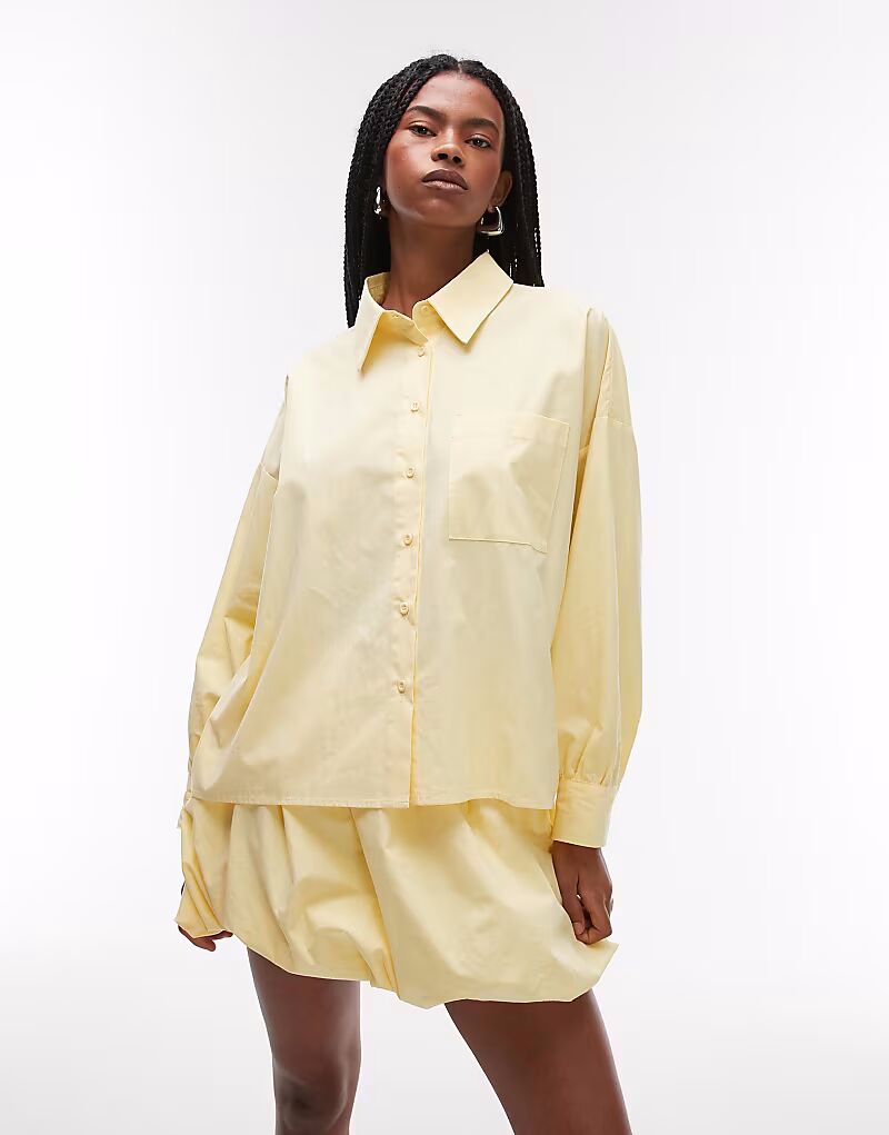 

Укороченная рубашка свободного кроя ASOS DESIGN цвета пахты