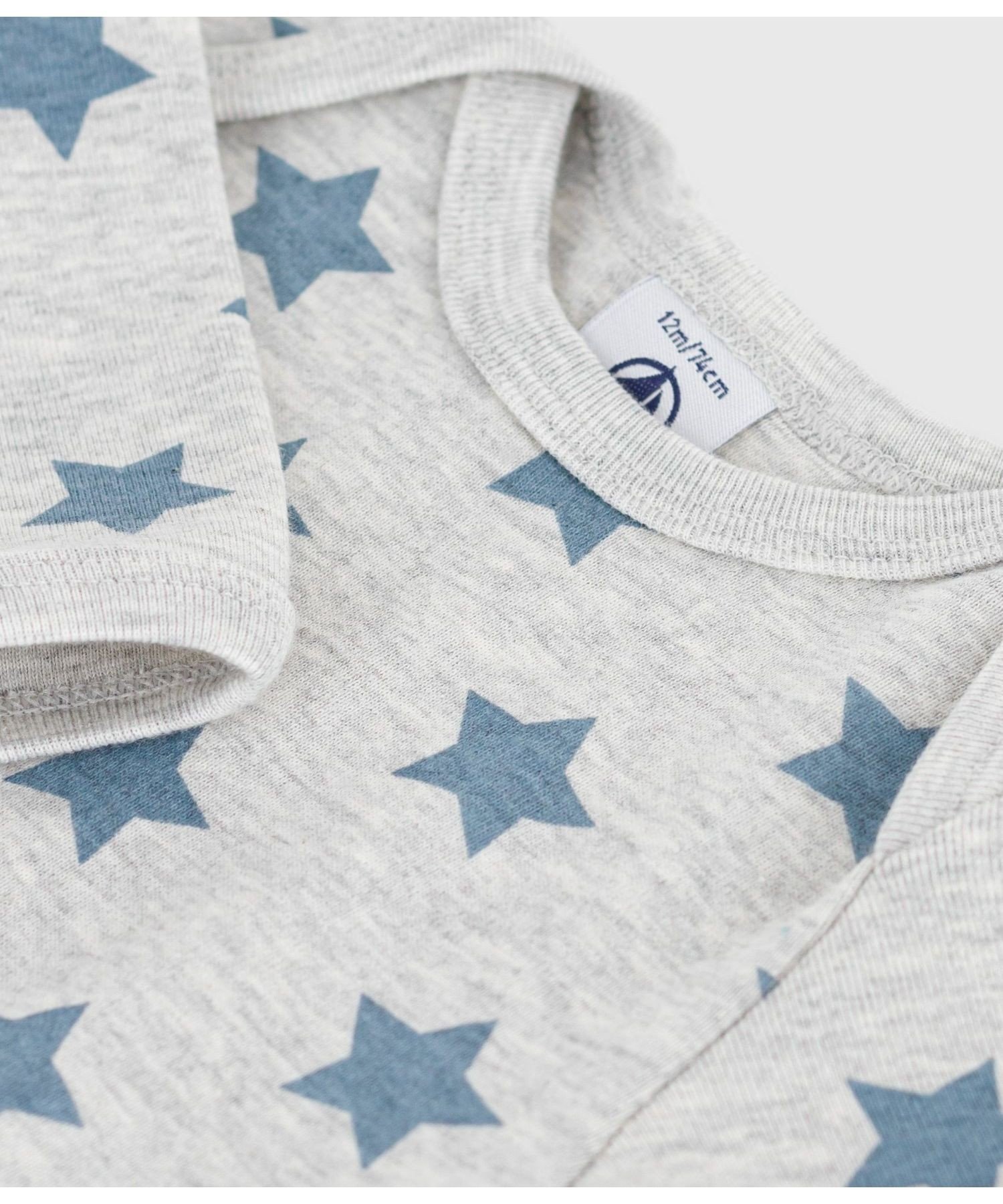 Комбинезон тело с длинным рукавом Petit Bateau, Gray/Light Blue — фото 3