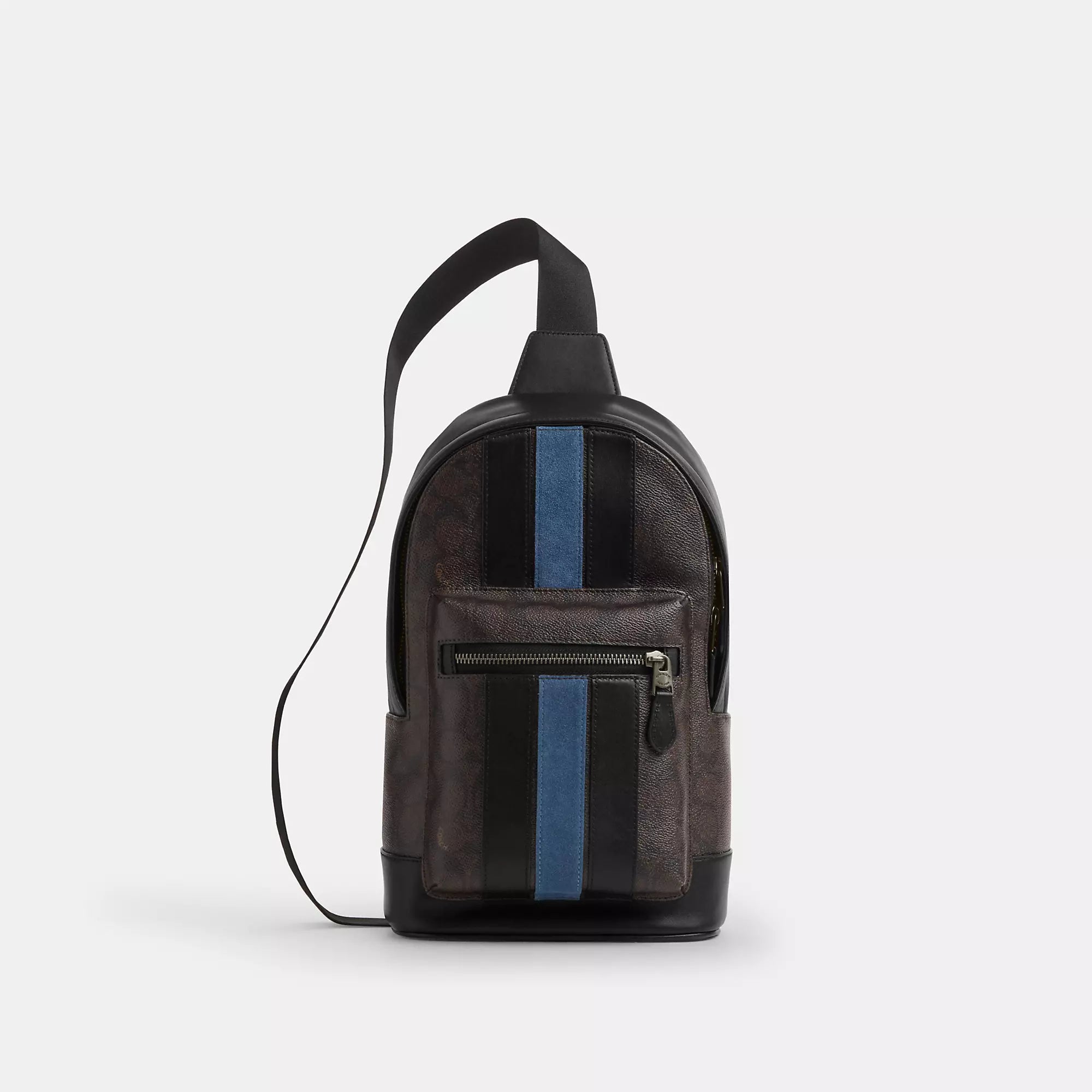 

Рюкзак Coach Outlet West из фирменной парусины с полосками в университетском стиле, gunmetal