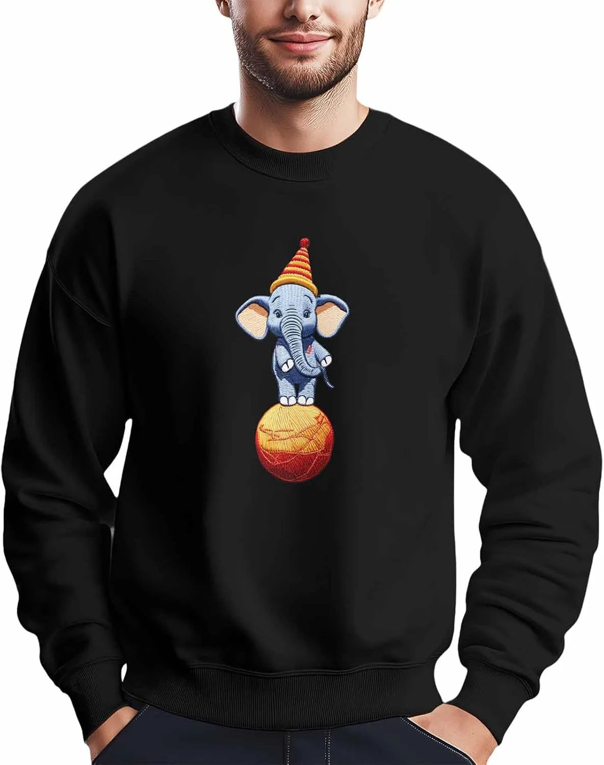 

Мужской свитшот с принтом слон на шаре, Crewneck, Long Sleeve Winvebermior