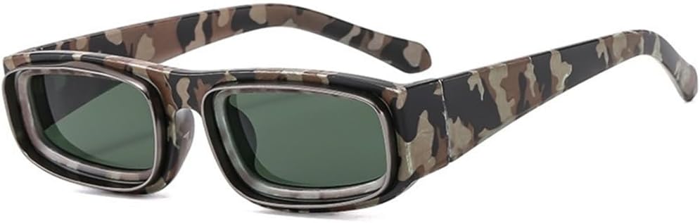 

Ретро-солнцезащитные очки небольшого размера для женщин и мужчин, винтажные солнцезащитные очки в прямоугольной оправе с защитой от УФ-излучения UV400 VFDHN, Grey Green