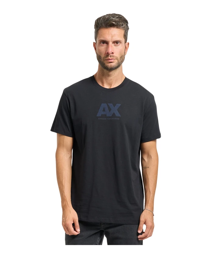 

Черная футболка с логотипом, круглый вырез. Armani Exchange, черный