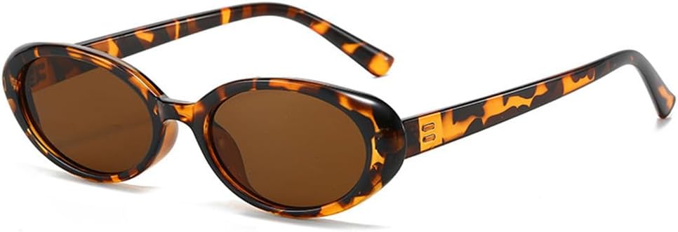 

Винтажные маленькие овальные солнцезащитные очки для женщин и мужчин с заклепками, модные солнцезащитные очки UV400, ретро-солнцезащитные очки для женщин KTUCN, A Leopard Tea