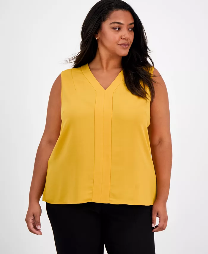 

Блузка без рукавов с V-образным вырезом Plus Size Kasper, коричневый/бежевый