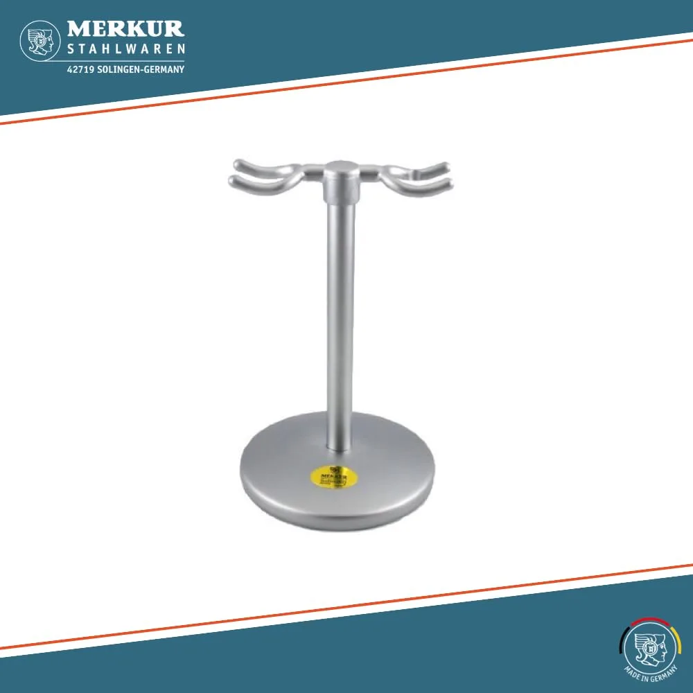 MERKUR 4780 Luxury подставка для безопасной бритвы, матовое хромирование, эксклюзивная подставка для бритв серии Futur 700 и кисти для бритья 1700, элегантная организация в ванной, сделано в Германии — фото 2