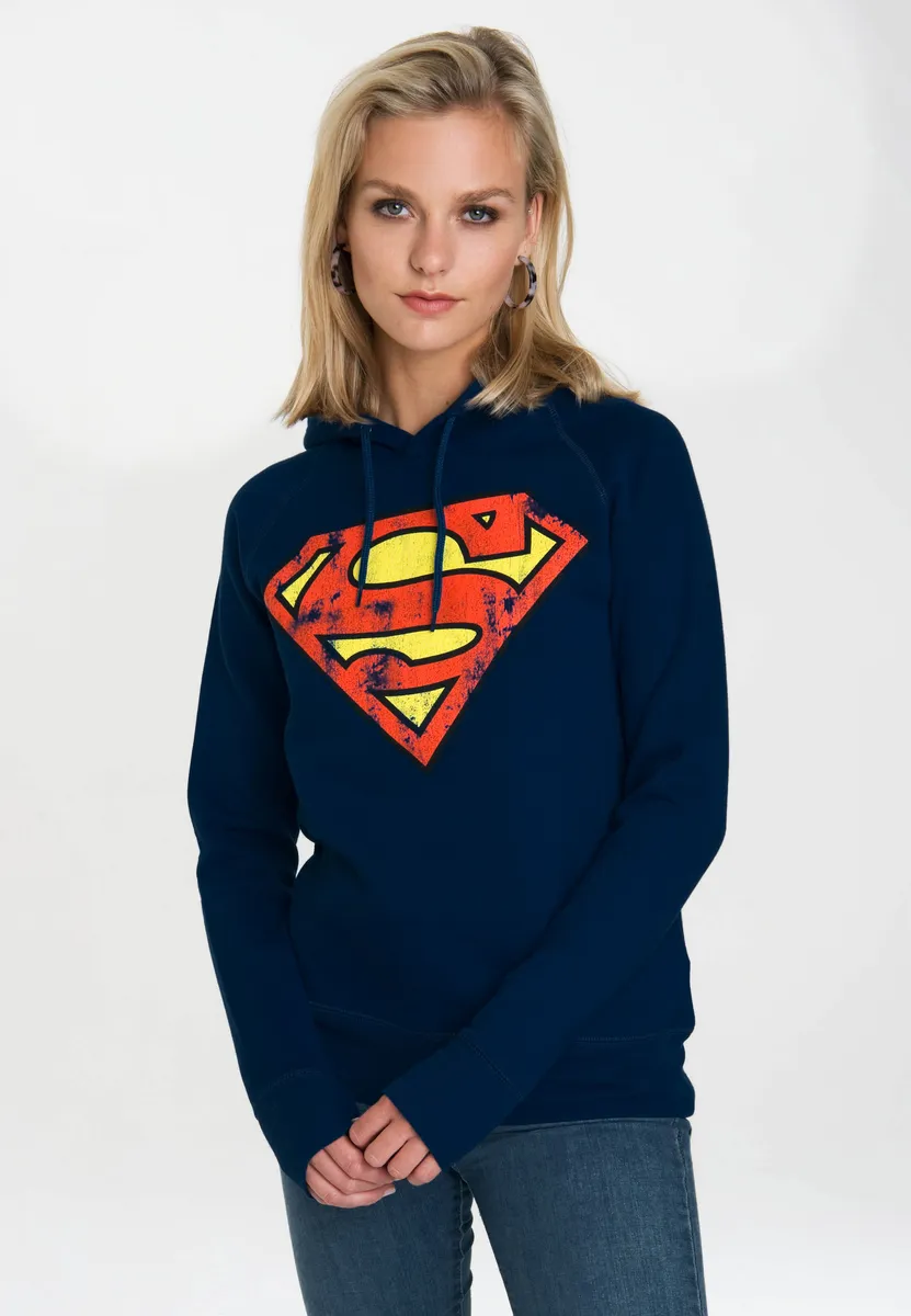 

Толстовка с капюшоном LOGOSHIRT "DC - Superman Logo", с принтом супергероя, синий