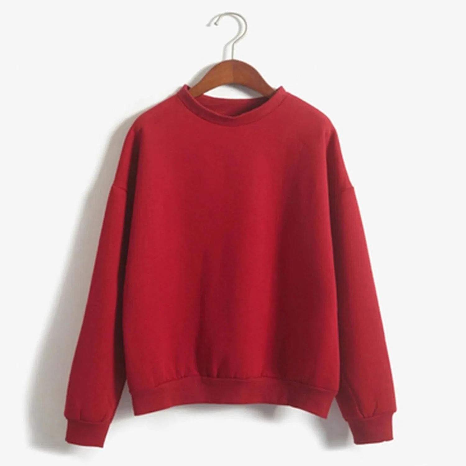 Свитшот женский свободный, с круглым вырезом, Red — фото 4