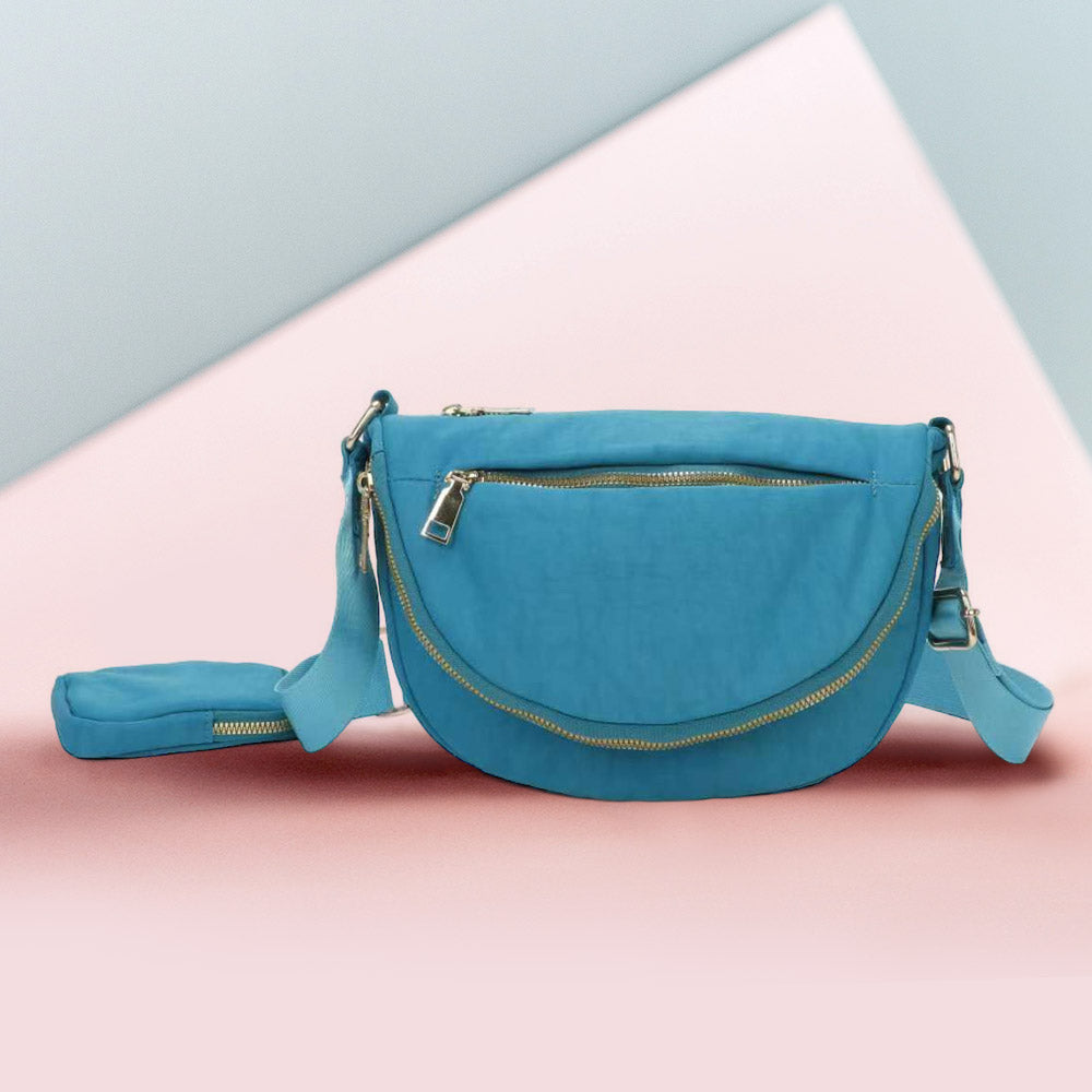 

Полукруглая сумка через плечо из цельного нейлона FASHNZFAB, Teal
