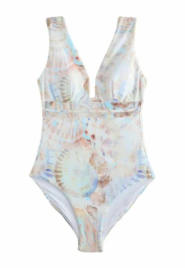 Купальник с глубоким вырезом в виде пятна загара Next, Pastel Blue Shell