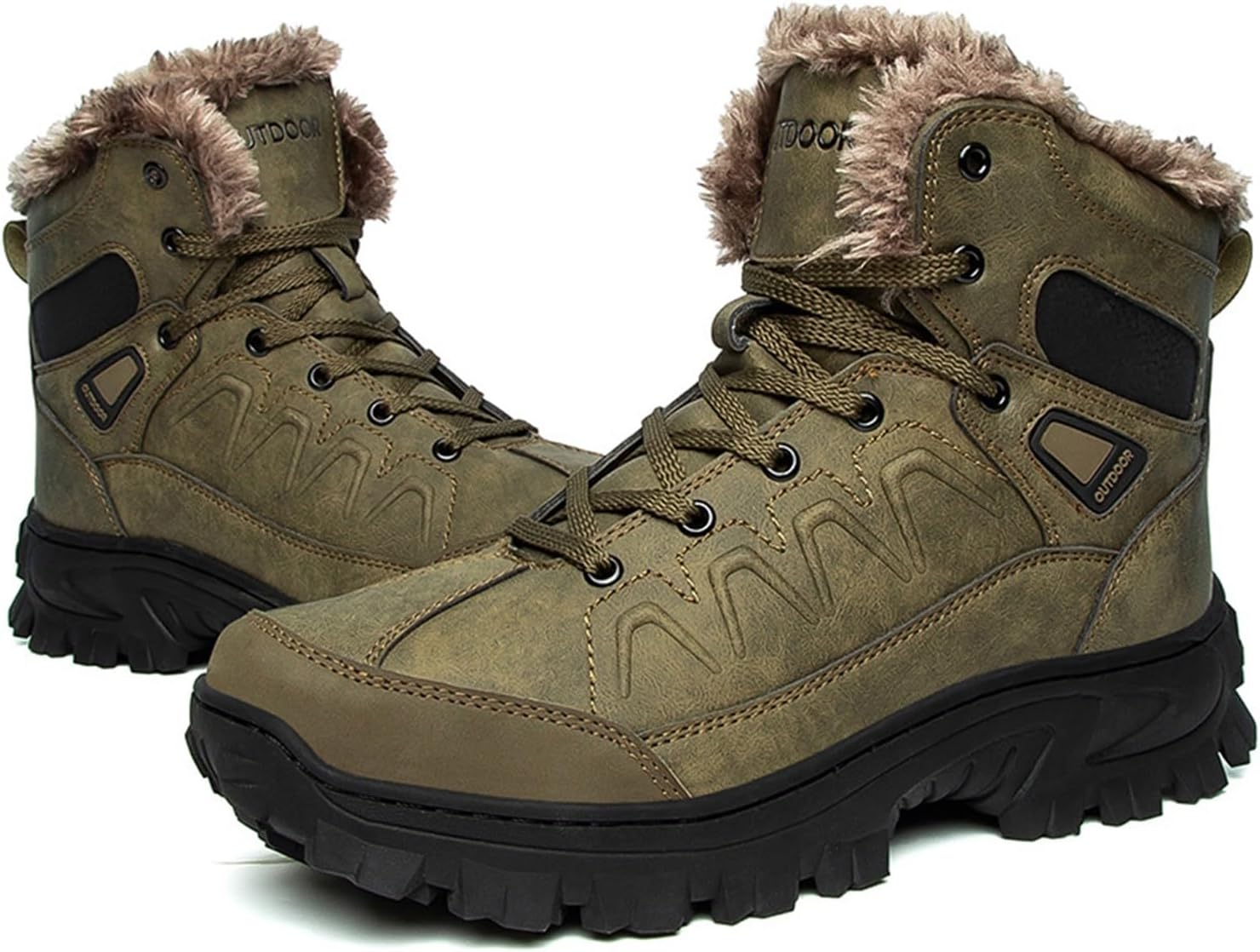 

Мужские водонепроницаемые походные ботинки средней высоты, мужские теплые зимние снежные ботинки Generic, коричневый