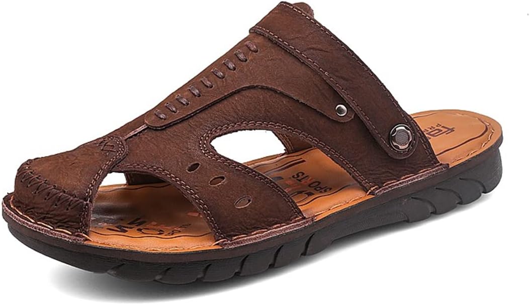 

Мужские повседневные кожаные сандалии для улицы, вождения и ходьбы, спортивная обувь, удобная, дышащая, пляжная обувь Generic, темно-коричневый