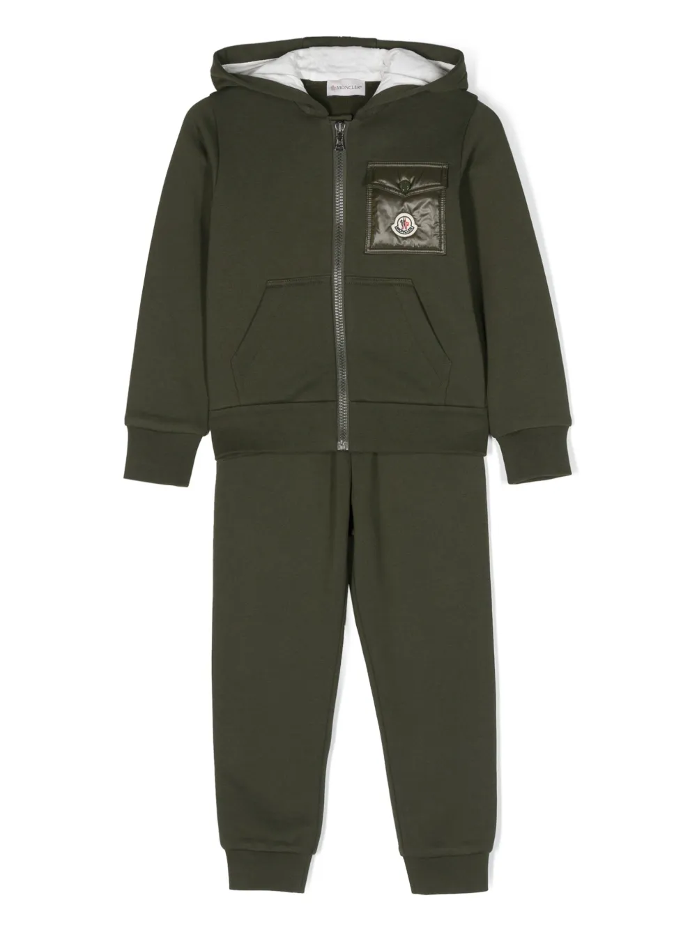 Спортивный костюм с нашивкой-логотипом Moncler Enfant, зеленый