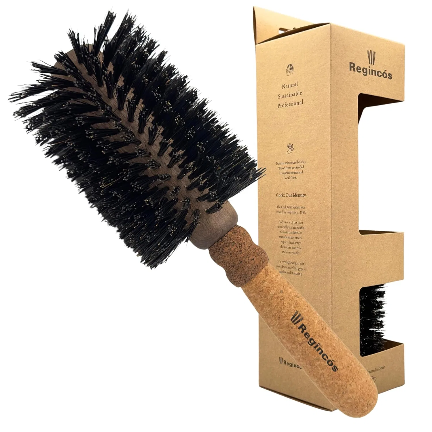 Круглая профессиональная щетка «E.Cork Black 870 Natural» от Regincós Regincós