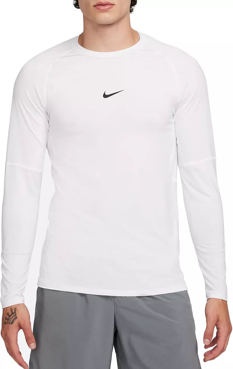 

Мужская тонкая футболка для фитнеса с длинными рукавами Nike Pro Dri-FIT, белый